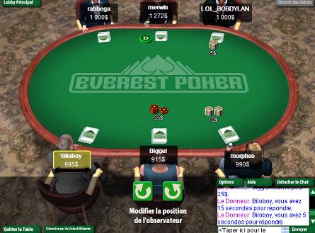 jouer au poker en ligne sur Everest